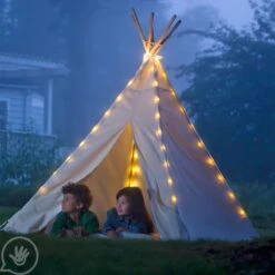 7' Canvas Play Tent And Canvas Play Tent Lights 19 7' Canvas Play Tent And Canvas Play Tent Lights -Children Sensory Toys cf7081 teepee lights 1