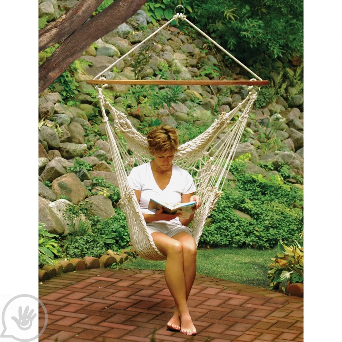 Cotton Rope Hammock Swing Chair With Spreader Bar 2 Cotton Rope Hammock Swing Chair With Spreader Bar - Image 2